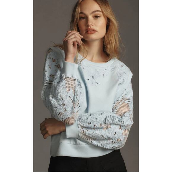 NWT Anthropologie Embroidered Cutwork Sweatshirt - Large - Picture 1 of 5